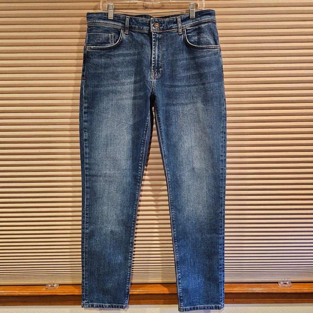Boggi Milano Claude Mens Slim Fit Jeans Blue Medium Wash Stretch Size 36x32